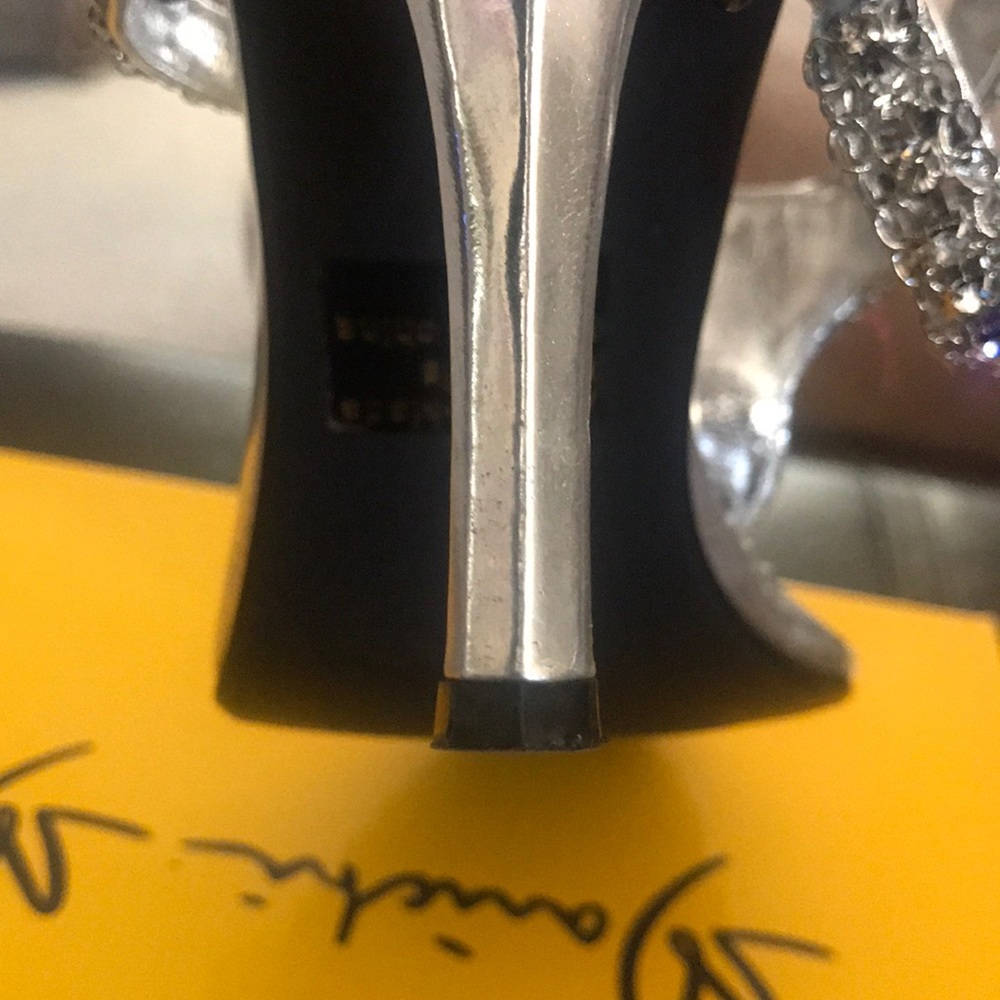 Formal Rhinestone Silver Heels - Picture 4 of 8